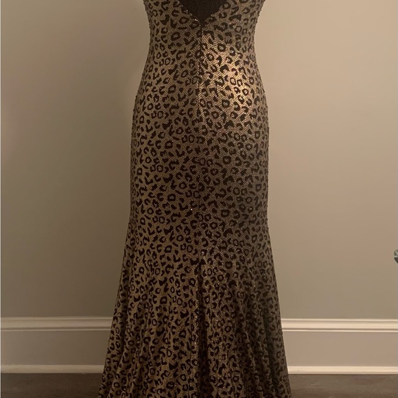 Jovani Leopard Print Evening Gown with Trumpet Train - Picture 3 of 4